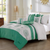 7 Piece Comforter Set Green Grey Geometric Floral Bedding