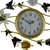 39" Gold And White Metal Silent Analog Butterfly Novelty Wall Clock