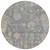 8' Gray And Beige Round Floral Washable Indoor Outdoor Area Rug