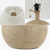 17" Beige Ribbed Round Table Lamp With Empire Shade