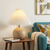 17" Beige Ribbed Round Table Lamp With Empire Shade