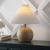 17" Beige Ribbed Round Table Lamp With Empire Shade