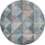 8' Denim Blue Blush And Ivory Geometric Washable Round Rug With UV Protection