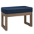 27" Blue and Brown Leather Footstool