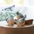 Set of Three Blue Ceramic Figurine Tabletop Sculpture