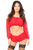 Red Lined Lace Long Sleeve Peasant Top