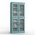 32" Aqua Solid Wood Glass Panel Inlay Double Door Linen Cabinet