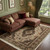 10' X 13' Ivory Black And Brown Medallion Area Rug With Fringe