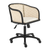 Beige and Black Solid Wood Steel And Cane Rattan Adjustable Swivel Rolling Office Chair