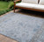 9' X 12' Sky Blue Gray And Ivory Tribal Washable Indoor Outdoor Area Rug