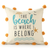20" Blue Orange And Off White The Beach Is Where I Belong Beach Nautical Throw Pillow Cover with Pompoms
