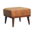 20" Brown Leather Round Footstool