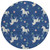 8' Navy Blue And Green Round Floral Washable Indoor Outdoor Area Rug