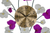 30" Purple White And Gold Metal Silent Analog Floral Novelty Wall Clock