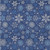 3' X 5' Navy Blue Ivory And Sky Blue Snowflake Washable Indoor Outdoor Area Rug