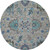 8' Pewter And Teal Oriental Washable Round Rug With UV Protection