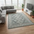 8' X 11' Slate Gray And Ivory Wool Geometric Hand Hooked Area Rug
