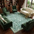 7' X 9' Teal And Green Oriental Washable Area Rug