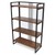 47" Brown Distressed Metal and Wood Four Tier Etagere Bookcase