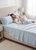 Three Piece Light Blue Cotton Twin XL Sheet Set