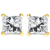 AGS Certified 14K Gold 4-Prong Set Princess-Cut Solitaire Diamond Push Back Stud Earrings (H-I Color, I1-I2 Clarity)