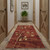 10' Red And Green Floral Non Skid Runner Rug