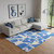 9' X 13' Blue And White Geometric Washable Area Rug