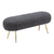 48" Black and Gold Fabric Upholstered Bench