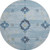8' Blue And Olive Green Floral Medallion Washable Round Rug With UV Protection