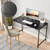 47" Black Wood and Stainless Steel Computer Desk