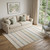 5' X 8' Ivory And Navy Blue Striped Area Rug