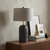 29" Navy Blue Round Bedside Lamp With Drum Shade