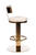 26" White and Gold Linen and Steel Counter Height Swivel Bar Chair