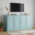 65" Aqua Solid Wood Enclosed Storage TV Stand