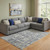 10' X 14' Charcoal Ivory And Gold Floral Washable Area Rug With UV Protection
