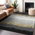 10' X 14' Black Beige And Silver Striped Washable Area Rug With UV Protection
