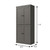72" Gray Solid Wood Adjustable Six Tier Library Bookcase with Four Doors