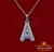 10K White Gold Finish Lab Created Baguette Silver Initial Alphabet Pendant