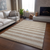 10' X 14' Beige And Taupe Striped Washable Area Rug With UV Protection