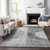 10' X 14' Charcoal Gold And Silver Geometric Washable Area Rug With UV Protection