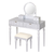 39" Silver Wood Mirrored Two Drawer Vanity Table