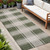 8' Green And Cream Gingham Indoor Outdoor Runner Rug