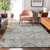 10' X 14' Artichoke Green And Gray Floral Washable Area Rug With UV Protection