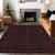5' X 8' Red And Black Medallion Washable Area Rug With UV Protection