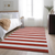 3' X 5' Red And Ivory Striped Washable Area Rug With UV Protection