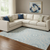 10' X 14' Denim Blue And Ivory Geometric Washable Area Rug With UV Protection