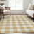 10' X 14' Gold And Ivory Plaid Washable Area Rug With UV Protection