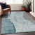3' X 5' Teal Gray And Ivory Abstract Washable Area Rug With UV Protection