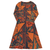Orange and Green Patch work Art Print Long Sleeve Midi Dress
