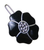 Handmade Wire Barrettes with Black & Silver Rhinestone Flowers